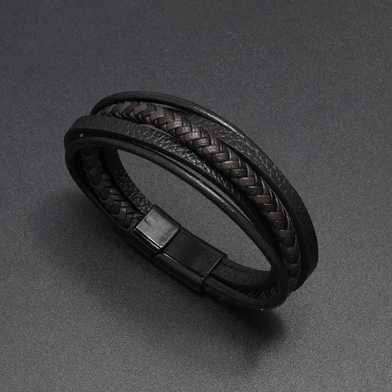 wholesale jewelry retro woven leather magnet clasp bracelet nihaojewelry