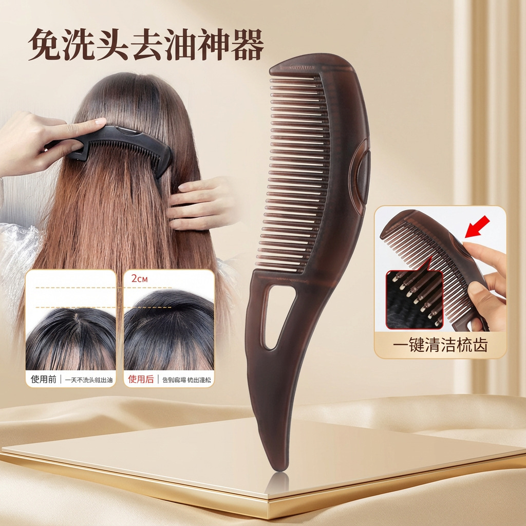 Cleaning Energy Comb, Anti-Dandruff Grease Comb, Hollow Comb, Oil Control Hair Comb, No-Rinse Massage Comb, Oil Control
