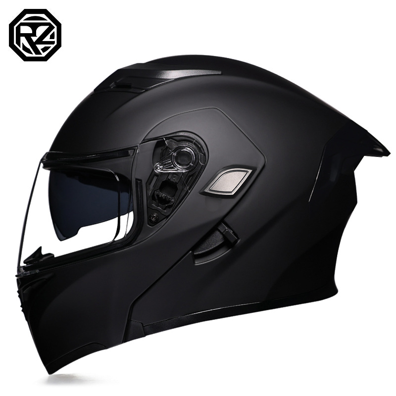 Casco de motocicleta Orz, casco, casco, doble lente, cola grande, motocicleta, casco de carrera, casco, hombres y mujeres, calor de invierno