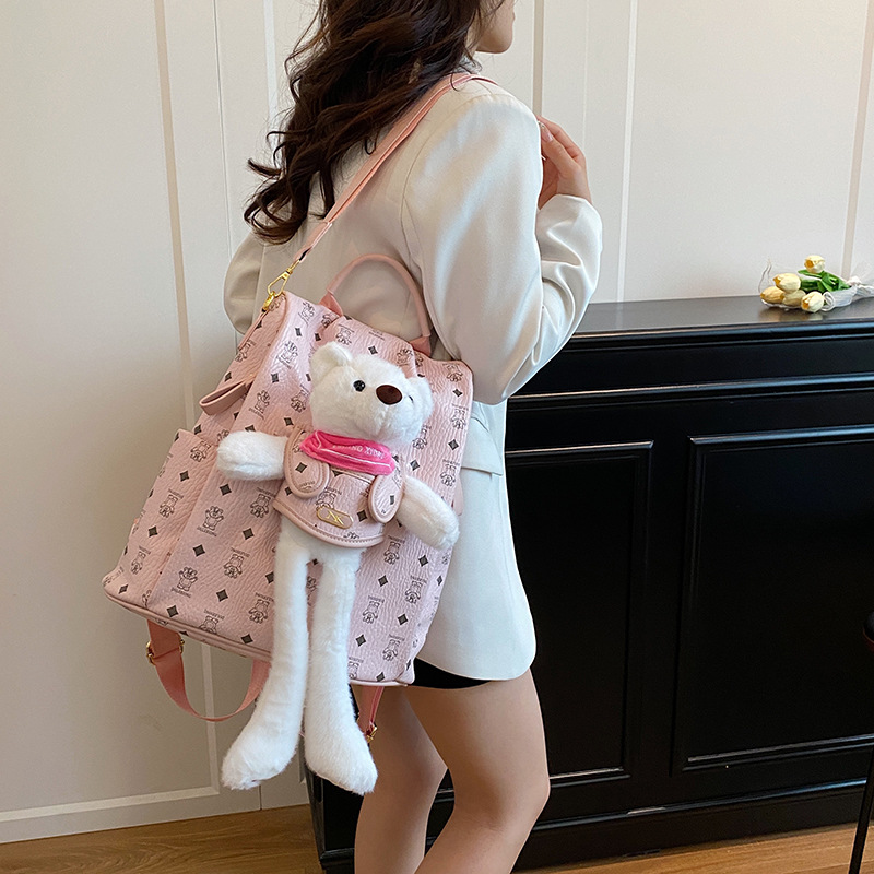 Cute caricatura oso mochila 2025 nueva mochila muñeca de niña muñeca de moda moda mochila de mujer