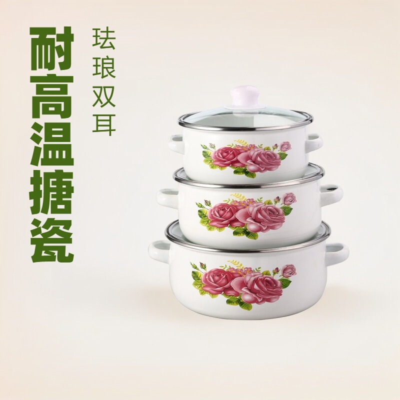 in stock 671DG water flower enamel pot glass lid soup pot suit high temperature firing enamel pot soup in stock 671DG water flower enamel pot glass lid soup pot suit high temperature firing enamel pot soup