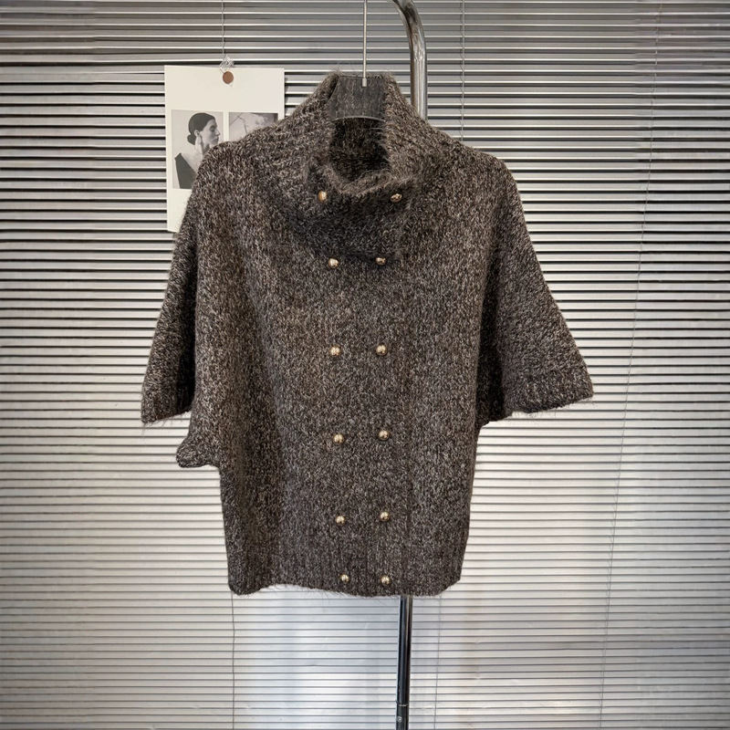 2026 Autumn New Collection: High-end, Versatile Knit Cape with Double-Row Gold Buttons, Stand-up Collar, and Short Shawl Top 2026 Autumn New Collection: High-end, Versatile Knit Cape with Double-Row Gold Buttons, Stand-up Collar, and Short Shawl Top