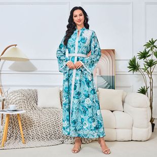 MT146 Middle East Arab Clothing Abaya Women's New Printed Embroidered European and American Foreign Trade Robe dress