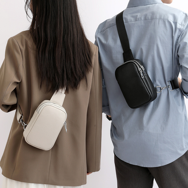 クロスボーダーの新しい牛革クロスボディバッグ、男性と女性用、カップルチェストバッグ、ファッショナブルなショルダーバッグ、シンプルでカジュアルな女性用本革バッグ|undefined
