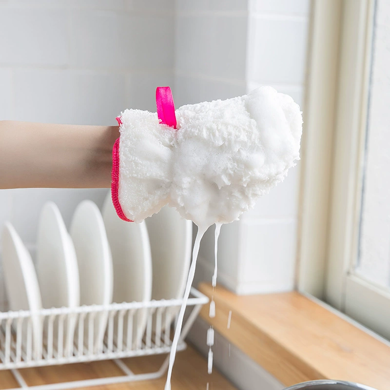 Wholesale bamboo fiber dishwashing gloves easy to clean steel wire dishwashing rags kitchen cleaning oil-proof and waterproof silver wire gloves