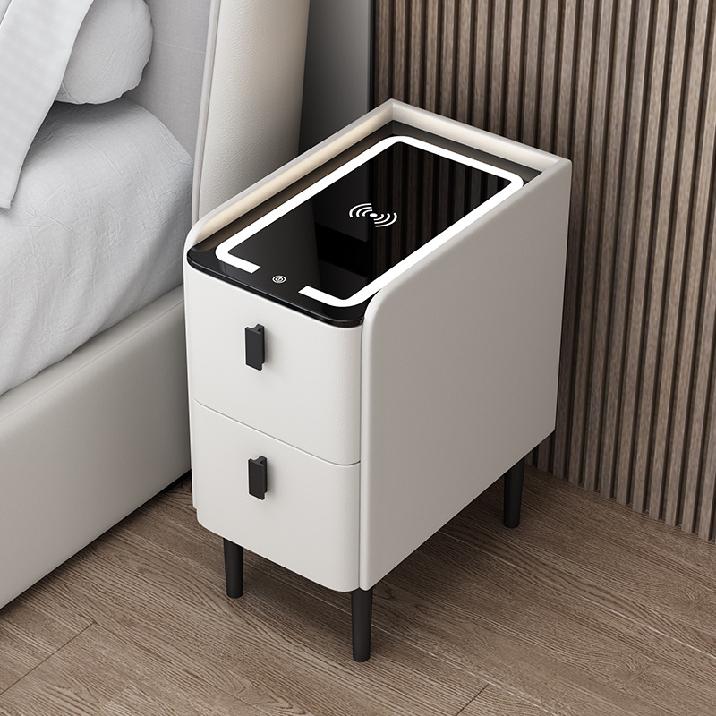 All-wooden bedside cabinet smart and simple storage cabinet ins style bedroom mini storage cabinet narrow edge bedside cabinet 