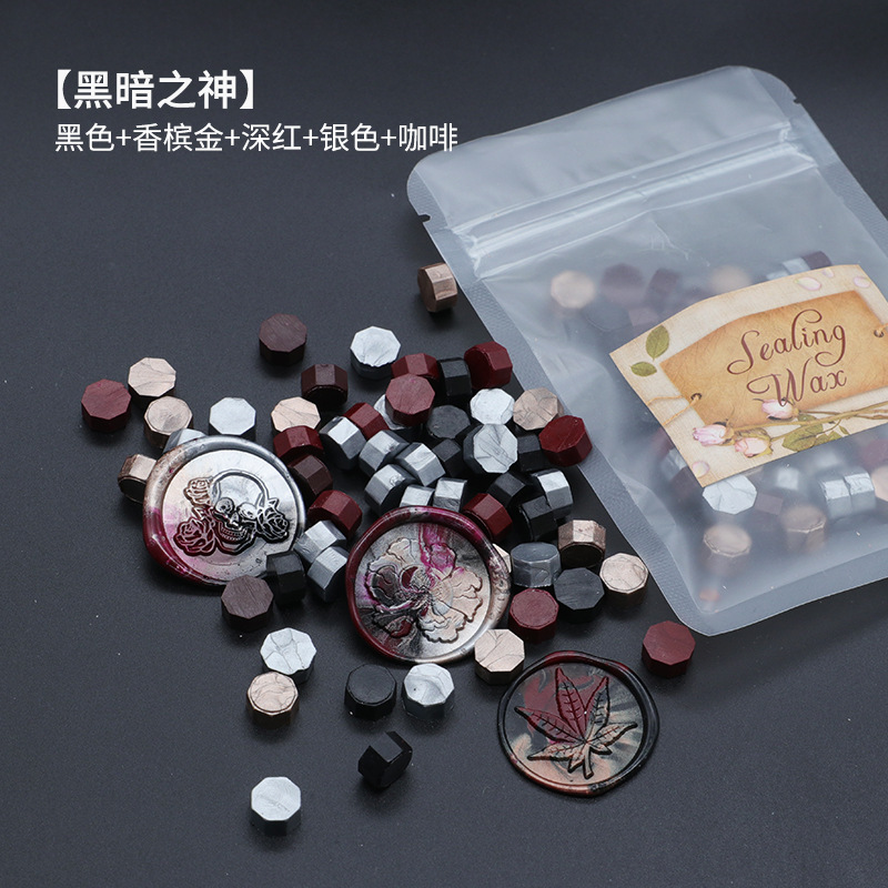 Ocho-lado fuego pintura cera grano mezclado color 35g bolsa de embalaje fuego pintura cera sello al por mayor sobre DIY mano cuenta de sellado Uso de cera