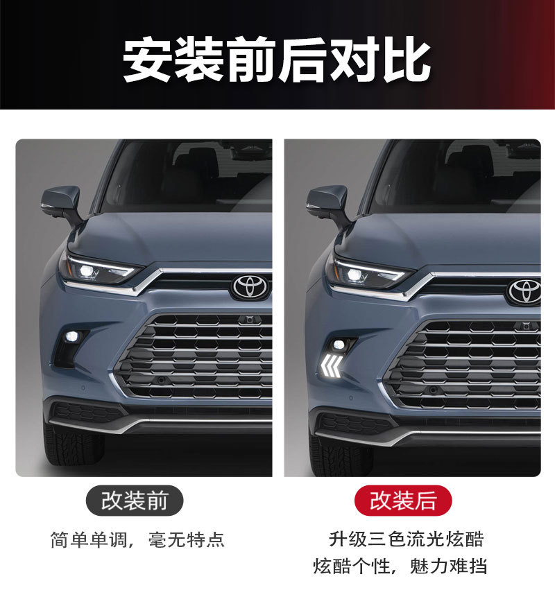 Suitable for 23-24 Models of Toyota Highlander Daytime Running Lights, Special Daytime Running Lights for Toyota Grand Highlander