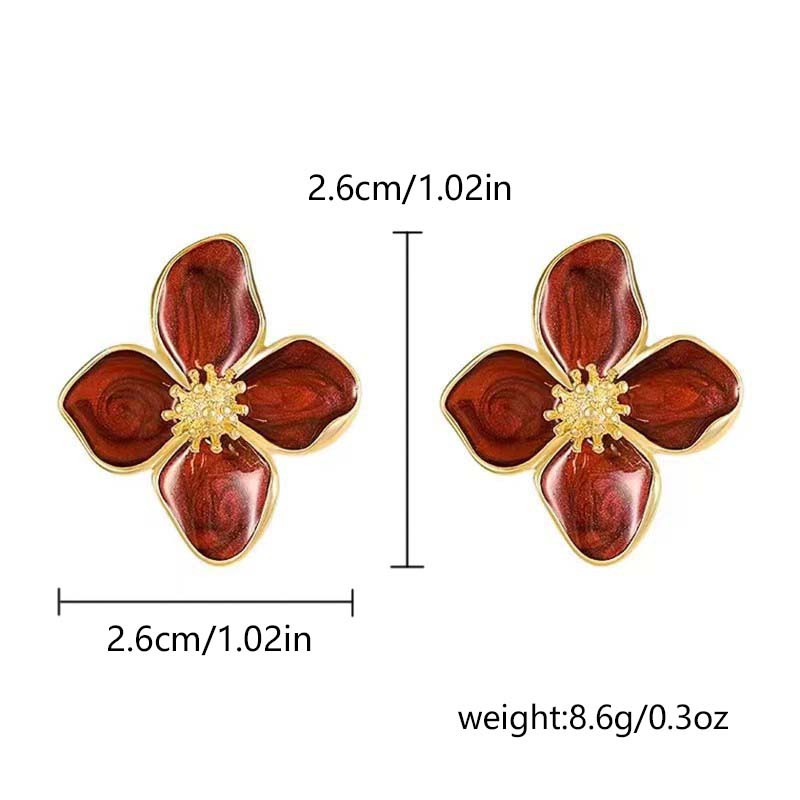 Clover Flower Stud Earrings Silver Needle Minimalist Elegant_voghion.com