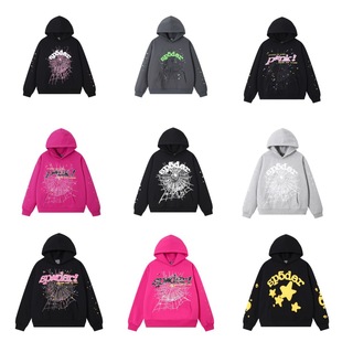 Sp1der hip-hop singer Young Thug's same foam letter 555555 hoodie Pink loose type