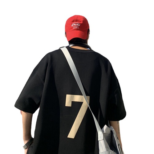 American street style short-sleeve T-shirt for men, Western and Eastern trendy brand clothing, fashionable oversize, heavy 180g, summer 7.5-inch short sleeve