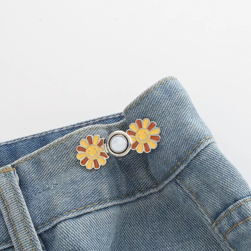 Nail-Free Removable Waist Buckle Pair, Flat-Bottom Seamless Buttons for Pants & Skirts, Assorted Designs
