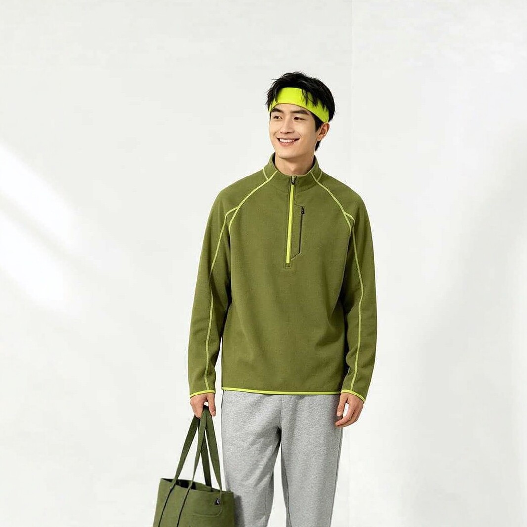 260g trendy brand long-sleeve zip-up athletic sweatshirt for men, quick-drying and breathable, autumn collection, suitable for outdoor running and training