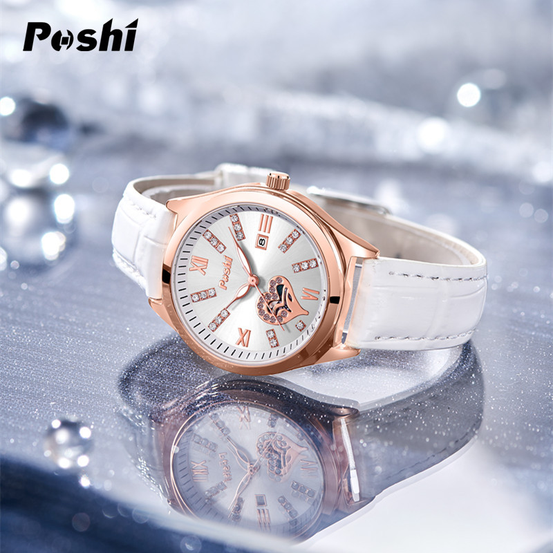 Reloj transfronterizo europeo y americano de moda blanco para mujer, simple, ligero, de lujo, impermeable y elegante, reloj femenino