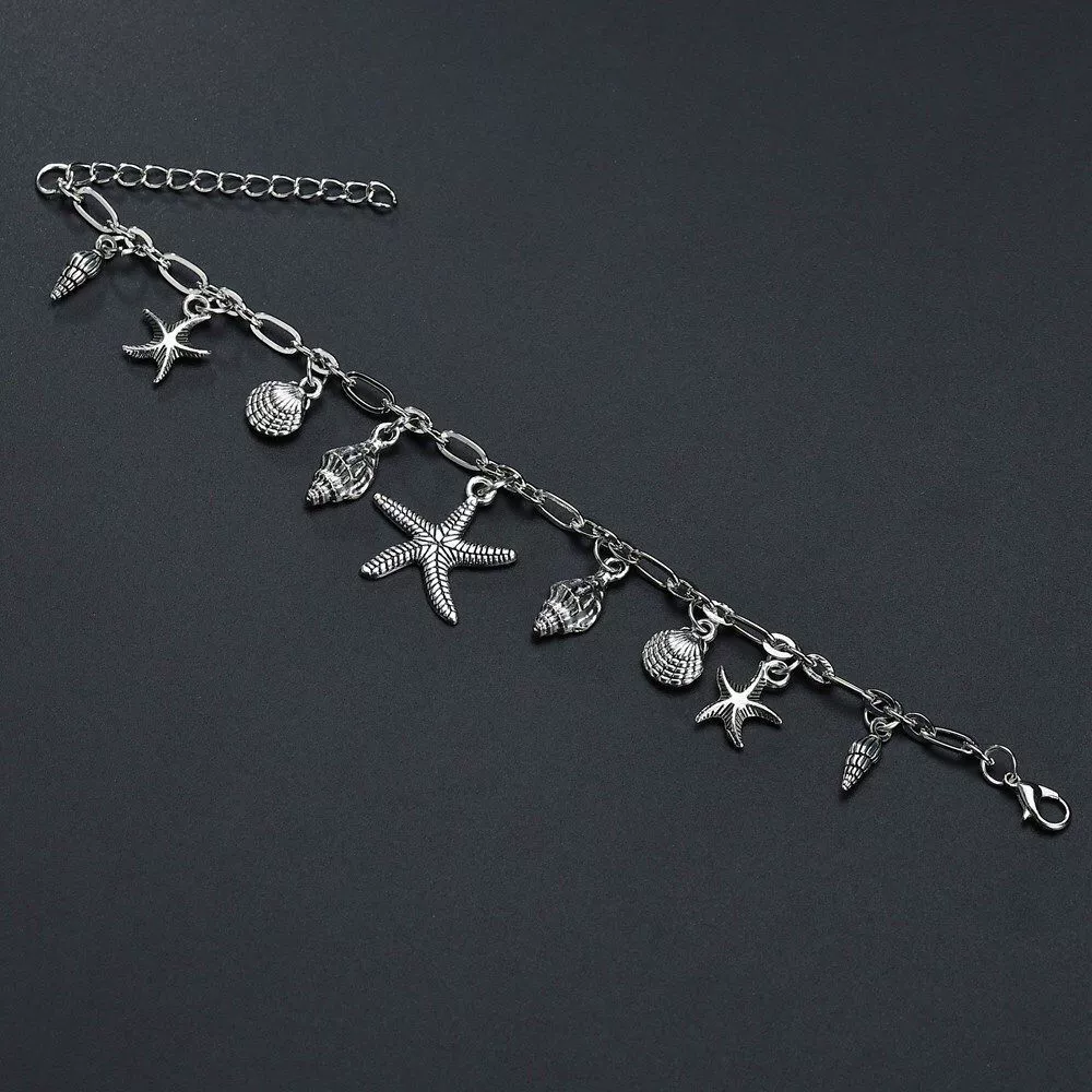 Beach retro classic ankle bracelet, fashionable pendant, European style, wholesale