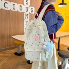 高颜値秋冬新作綿服リュックサック韓国系ins小清新蝶結び刺繍中学生リュックサック