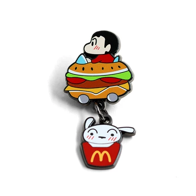Little New Burger Cart Brooch Cartoon Anime Enamel Badge Cute Little White Dog Pendant Bag Accessories Pendant (Yaxa sancaqları) - red-b17-03-c01