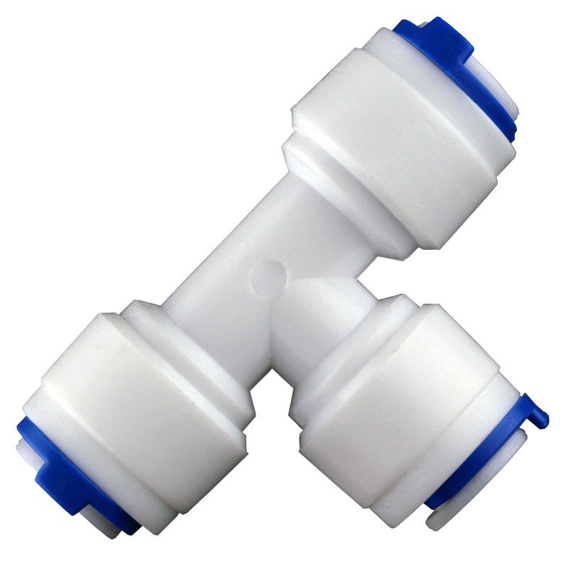 Venta al por mayor purificador de agua conector rápido de dos puntos de enchufe rápido Y-tipo T-tipo 702 Tee conector PE tubería conector tenedor