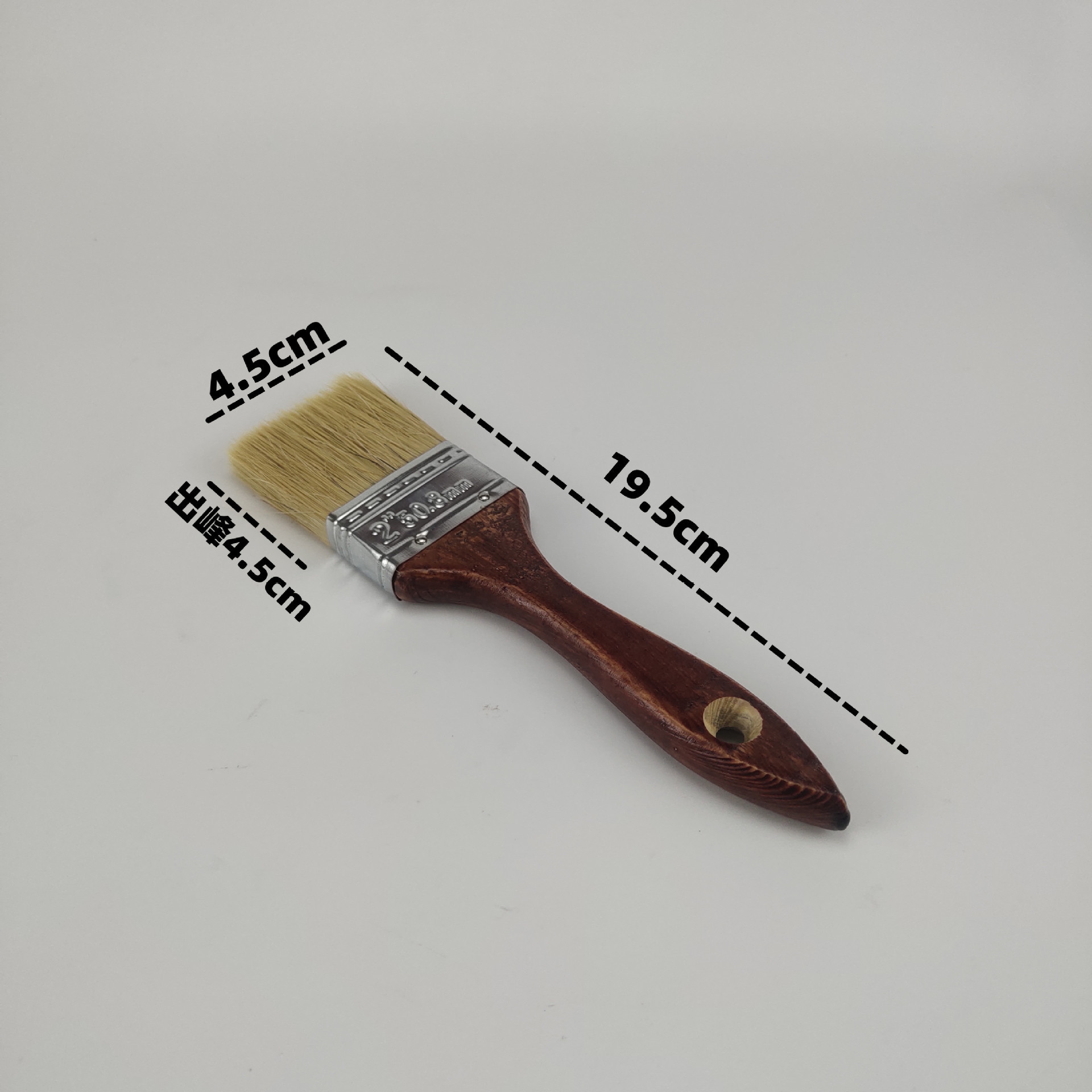 793 Cepillo de pintura de mango de madera Cepillo de pintura de pelo largo de mango de madera roja Cepillo de pintura de melena de cerdo Cepillo de pintura plana Cepillo de cabello marrón con agujeros rojo