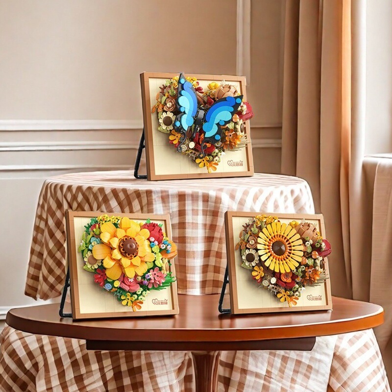 Bricks are also 2176 small particles, butterflies, sunflowers, photo frames, assembled building blocks, living room ornaments, girls, three-dimensional Bricks are also 2176 small particles, butterflies, sunflowers, photo frames, assembled building blocks, living room ornaments, girls, three-dimensional