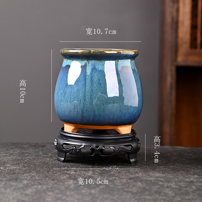 Bandeja de balcón de cerámica de bonsai de plantas verdes de nieve de junio, maceta carnosa de gres doméstico, maceta de cerámica pequeña con control de raíces, liquidación