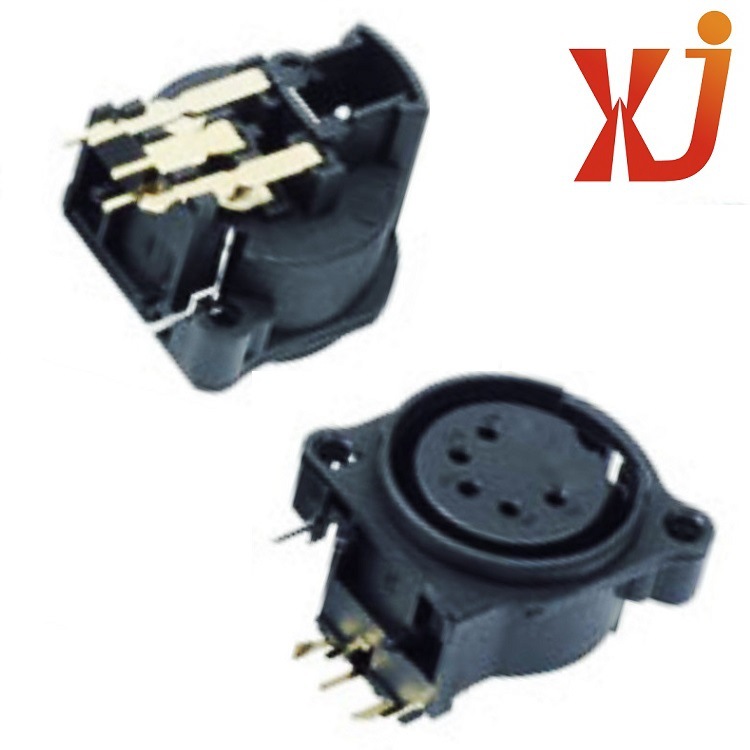 弯脚5孔卡侬插座  侧插5芯XLR插座 麦克风音频连接器 卧式XLR母座