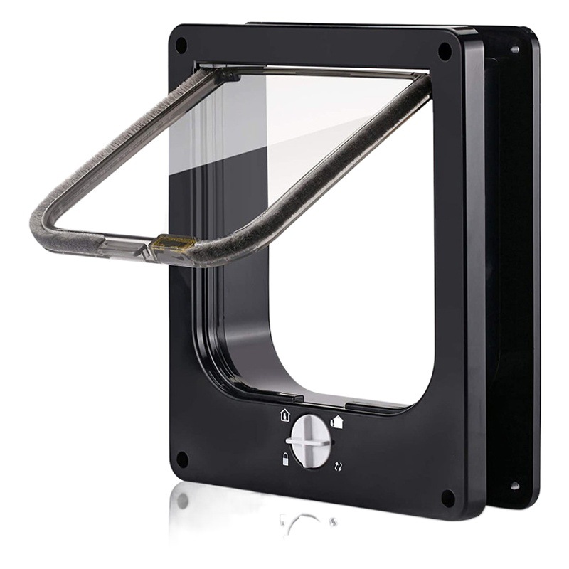 Nuevos suministros para mascotas puerta gato agujero interruptor giratorio puede controlar la dirección de Acceso puerta para mascotas gato perrera gato puerta