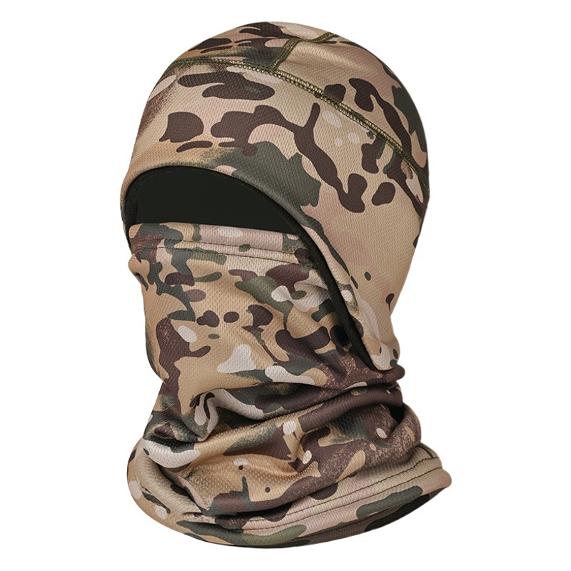 Sombrero cálido de invierno orejeras forradas de lana a prueba de frío Camuflaje a prueba de viento bufanda de esquí táctica engrosada máscara de equitación
