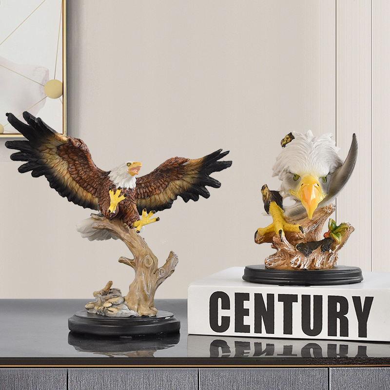 Simulación transfronteriza vintage Eagle resina artesanía ornamentos Dapeng ala ala escultura Decoración de oficina para el hogar