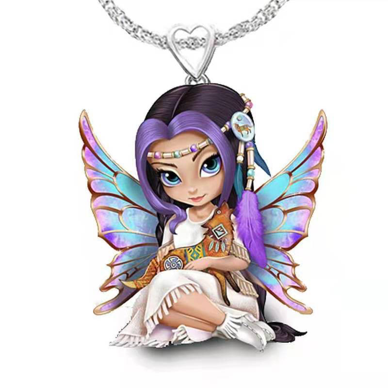 Zibi New Fairy Princess Pendant Necklace Creative Women's Necklace Pendant Necklace Ring Factory Wholesale display picture 2