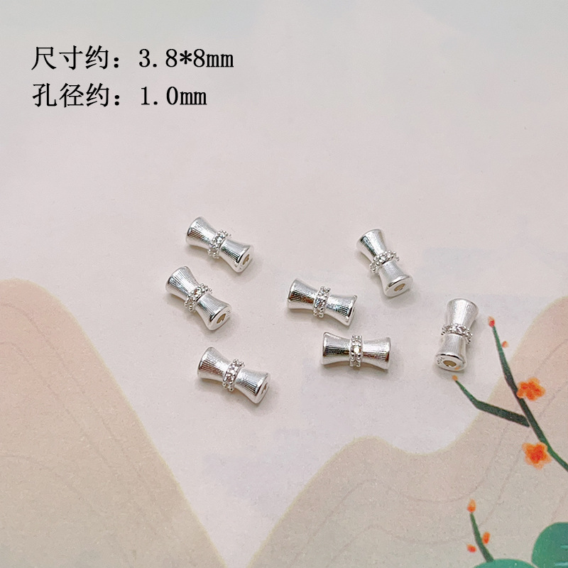 S925 silver, gold-plated, four-leaf clover, yellow Buddha of Wealth, bamboo joint spacer beads, barrel beads, accessories for bracelets, necklaces, and DIY jewelry making