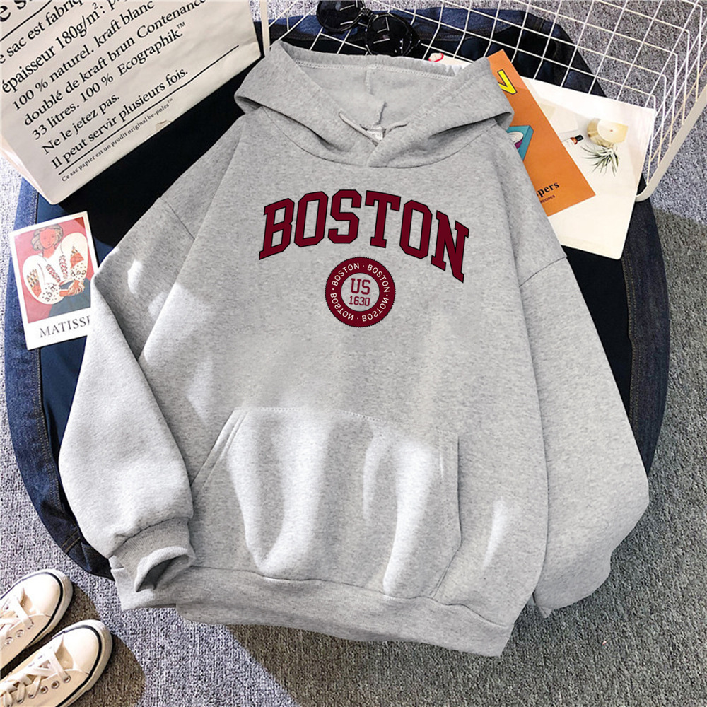 Boston City Us Founded In 1630 Hoodies Women Warm Comfortabl