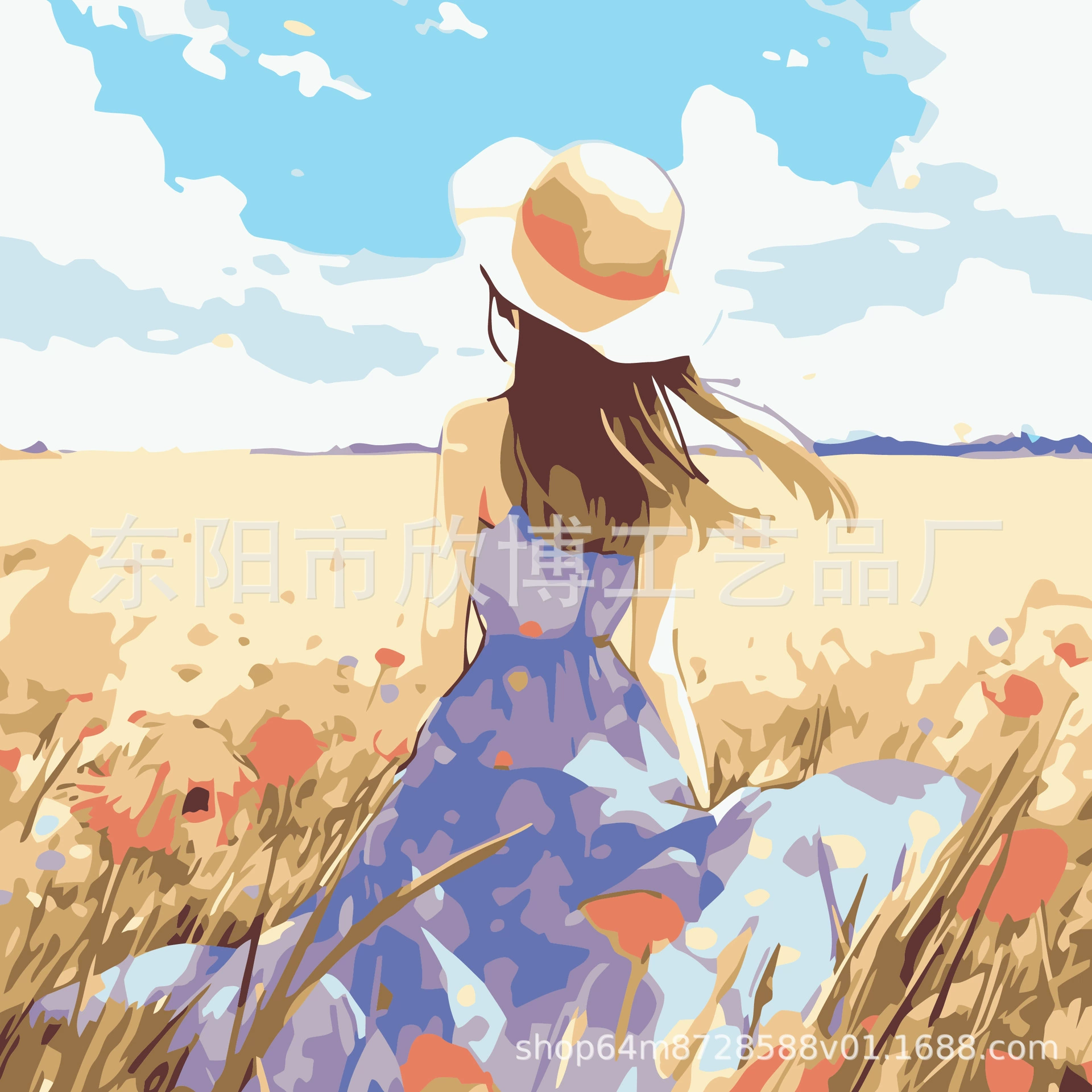 Direct from factory DIY digital oil painting children's hand-painted cartoon coloring stress relief 20*20 landscape floral oil painting