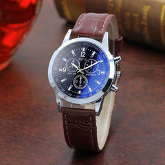 Fashion Men's Quartz Watch, Cross-border Hot Item Blue Glass Strap Men's Watch, Factory Wholesale Men's Watch