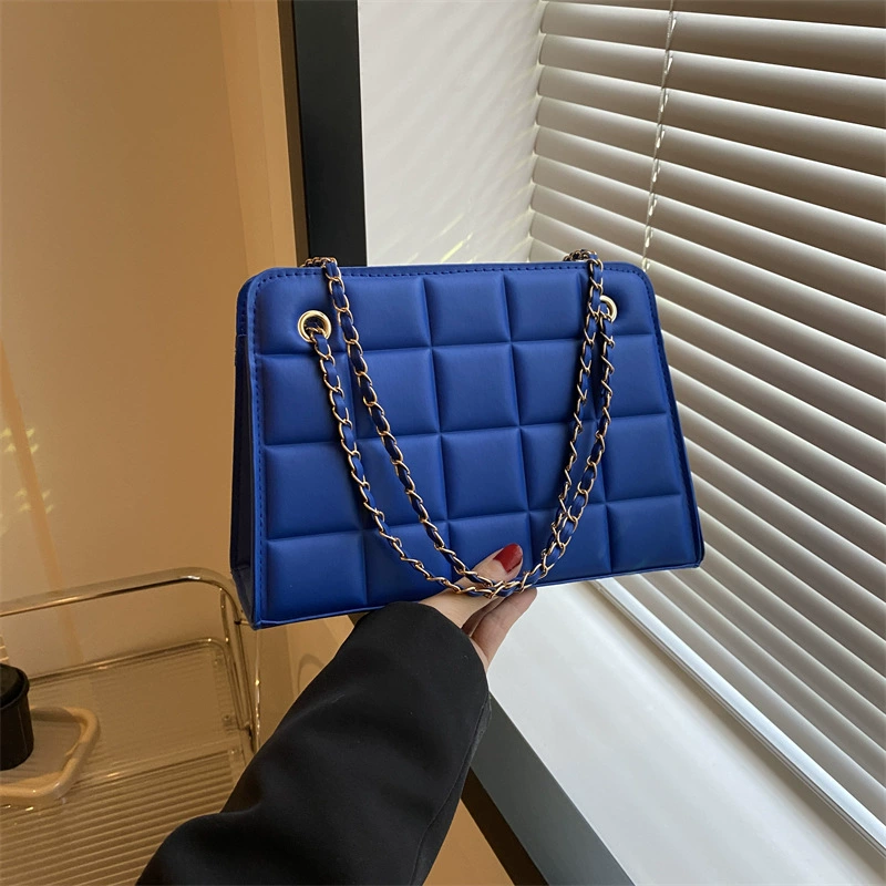 One-Shoulder Quilted Bag, Chain Strap, Diamond Pattern — Retro Trend, Multi‑color (2023)