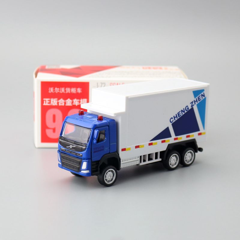 Cai Po 1:72 alloy car model Volvo container transporter truck children's toy pull back two-door 67090