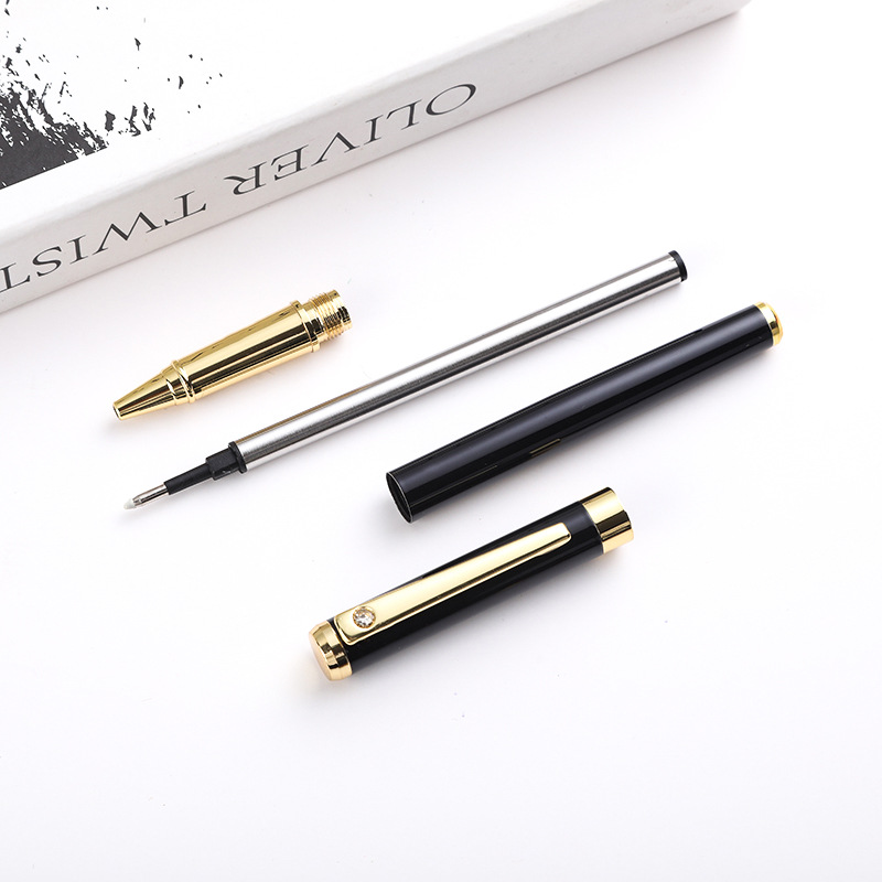 Fabricante en stock pluma de firma de metal pluma de gel de regalo de alta gama Logotipo de letras publicidad pluma de agua de impresión pluma de metal