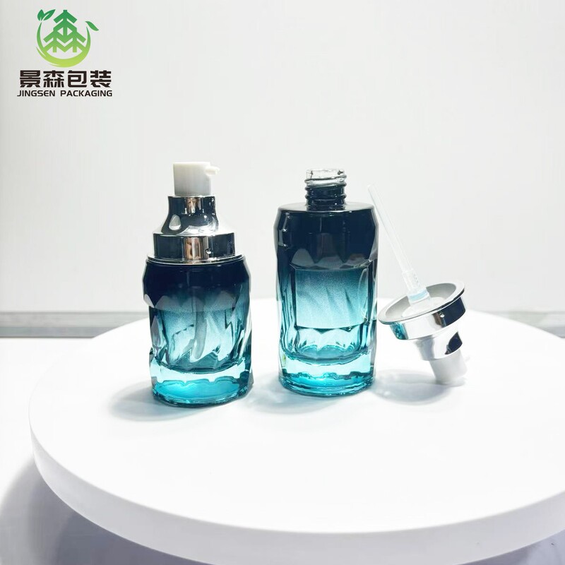 新款皇冠套装瓶120ml水乳瓶按压高档玻璃透明瓶100g膏霜化妆品瓶|undefined