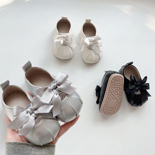 Ins Spring and Autumn New 0-2 Year Old Baby Shoes Korean Style Girl's Soft-soled Princess Shoes Bow Soft-soled Soft-face Toddler Shoes