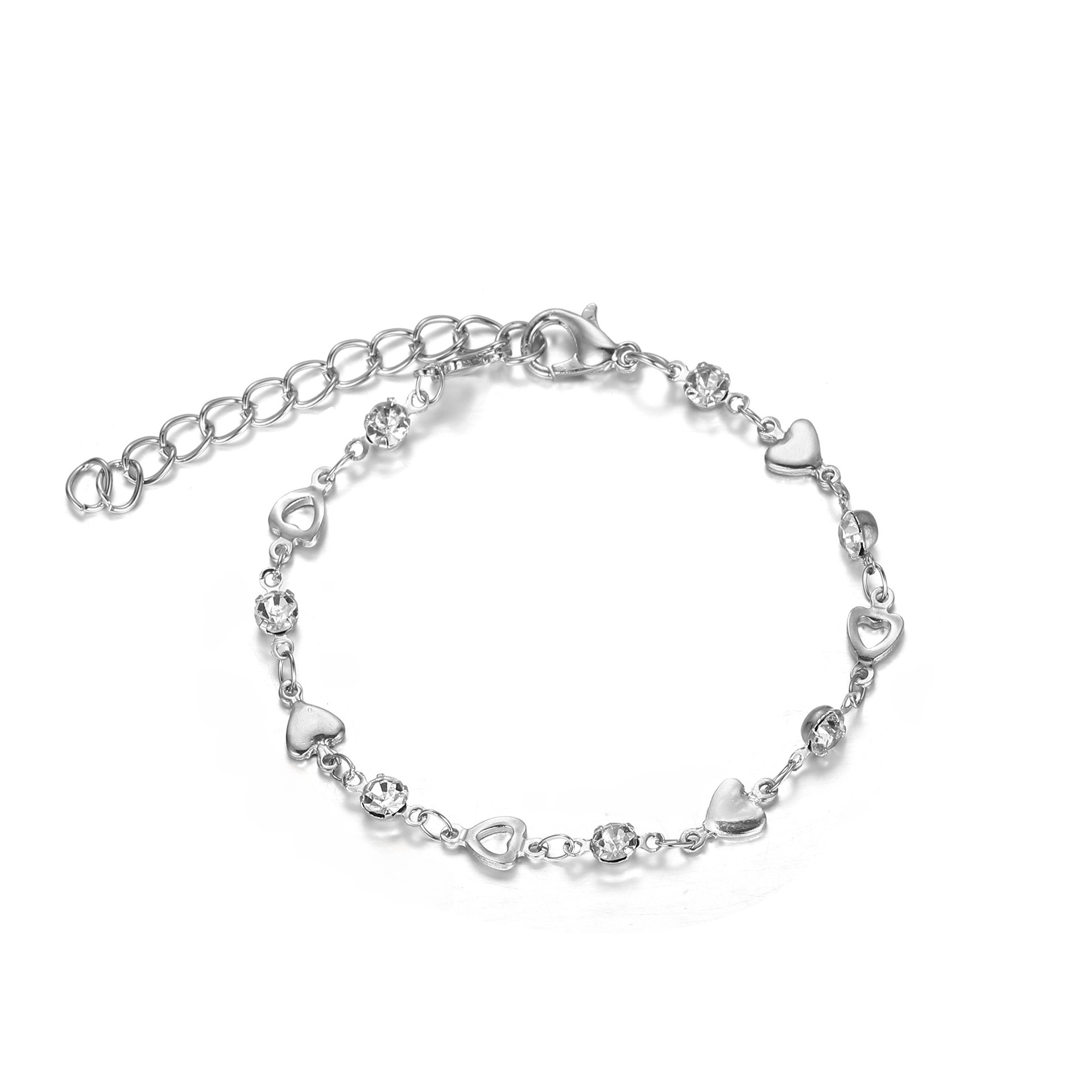 Nuovo stile semplice di fascia alta senso ins stile trendy braccialetto a forma di cuore cavo dolce fresco farfalla zircone braccialetto push-pull_voghion.com