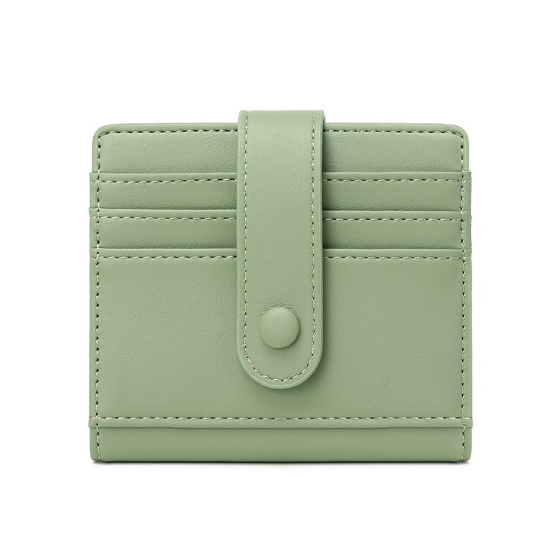 RFID anti magnetic women's wallet PU solid color buckle credit card bag small and lightweight short coin purse_voghion.com