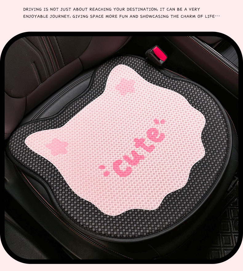 Summer Car Cushion Cute Bow Cat Car Comfortable Breathable Cushion Creative Cartoon Car Seat Cover