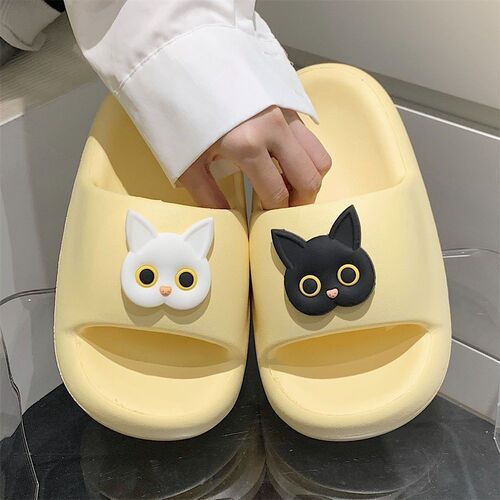 Cat EVA Pudding Thick Sole Slippers for Women - Summer Season New Model, Heel-lifting, Indoor and Outdoor Wear, Anti-slip, Anti-odor, Durable