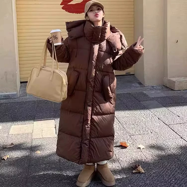 Tagkita/她及其他 Экстра-длинный зимний пуховик с капюшоном, премиум-класс, увеличенная толщина