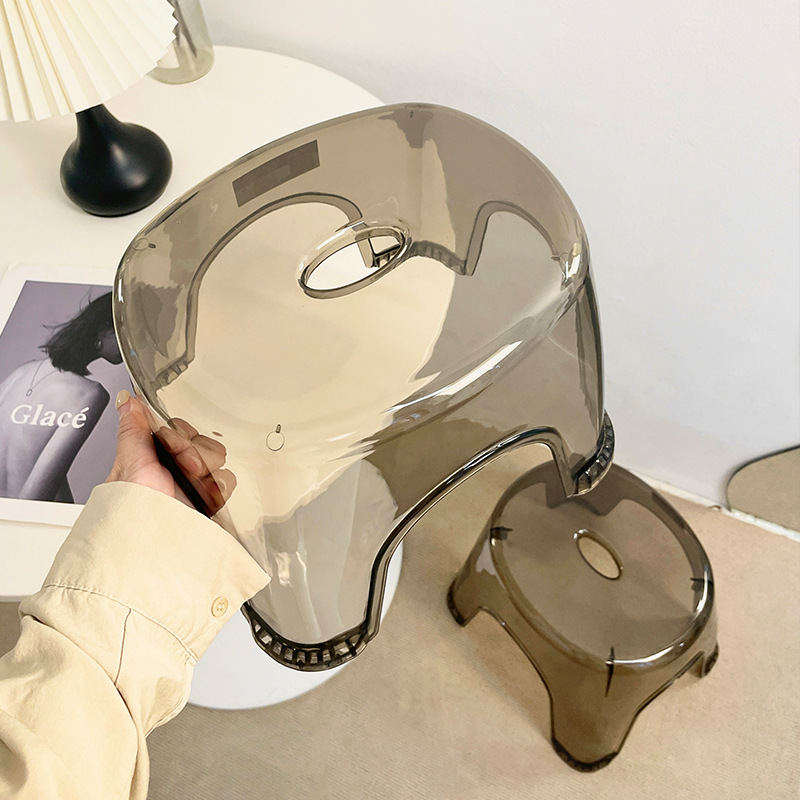 家用客廳矮凳茶几圓凳兒童塑料椅子浴室洗澡新品亞克力透明小凳子