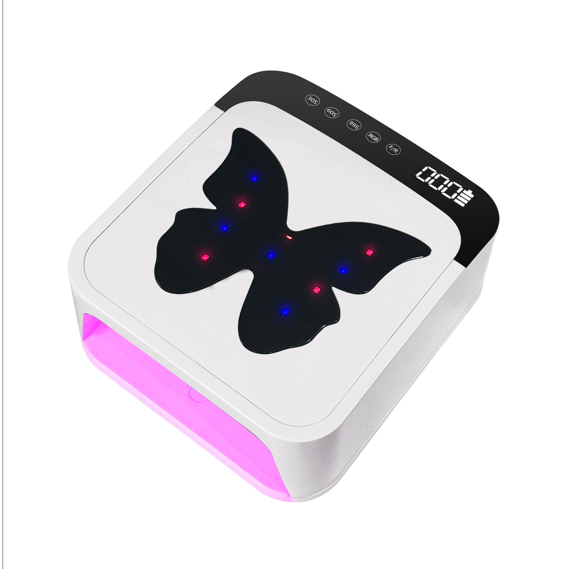 Butterfly manicure 268W de alta potencia manicure horneado lámpara de secado rápido almacenamiento de energía ultravioleta manicure iluminación LED doble fuente de luz