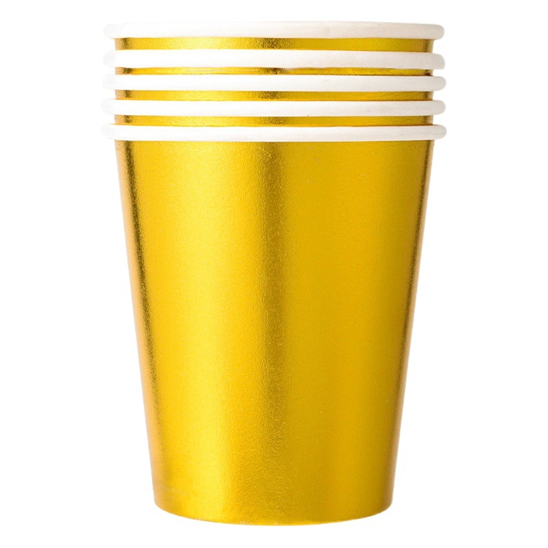 Yiwu Manufacturer Cup Wholesale Laser Rainbow Film Colorful Paper Cup Birthday Party Supplies 9 Ounces Water Cup