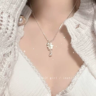 新款贝壳星星项链女小众设计感风时尚百搭精致小清新星星锁骨链