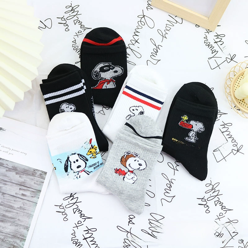 Nuby, spring white cartoon black brand knee socks, mid-length