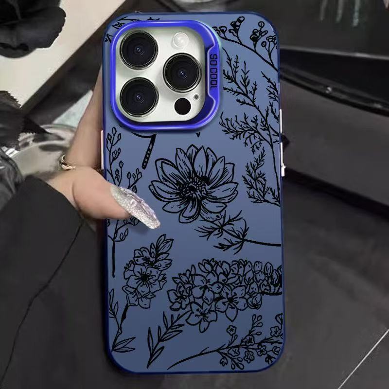 Nueva tendencia flor negra para iPhone 16 funda para teléfono móvil 11 Apple 15promax/14 transfronterizo 13pro12